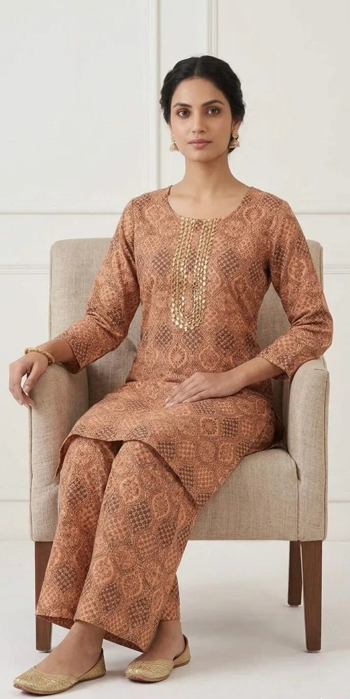 Arabic Lawn, with peach block 2Pcs