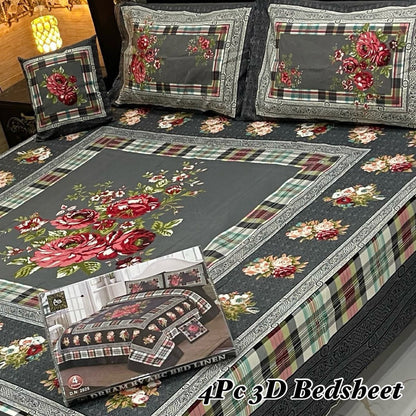4Pc 3D Panel Bedsheet 25 design