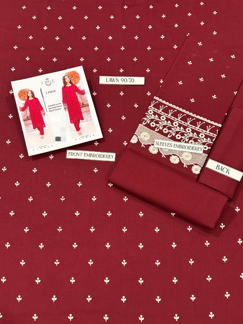 Lawn 2 PC*Embroidered shirt and Sleeves*