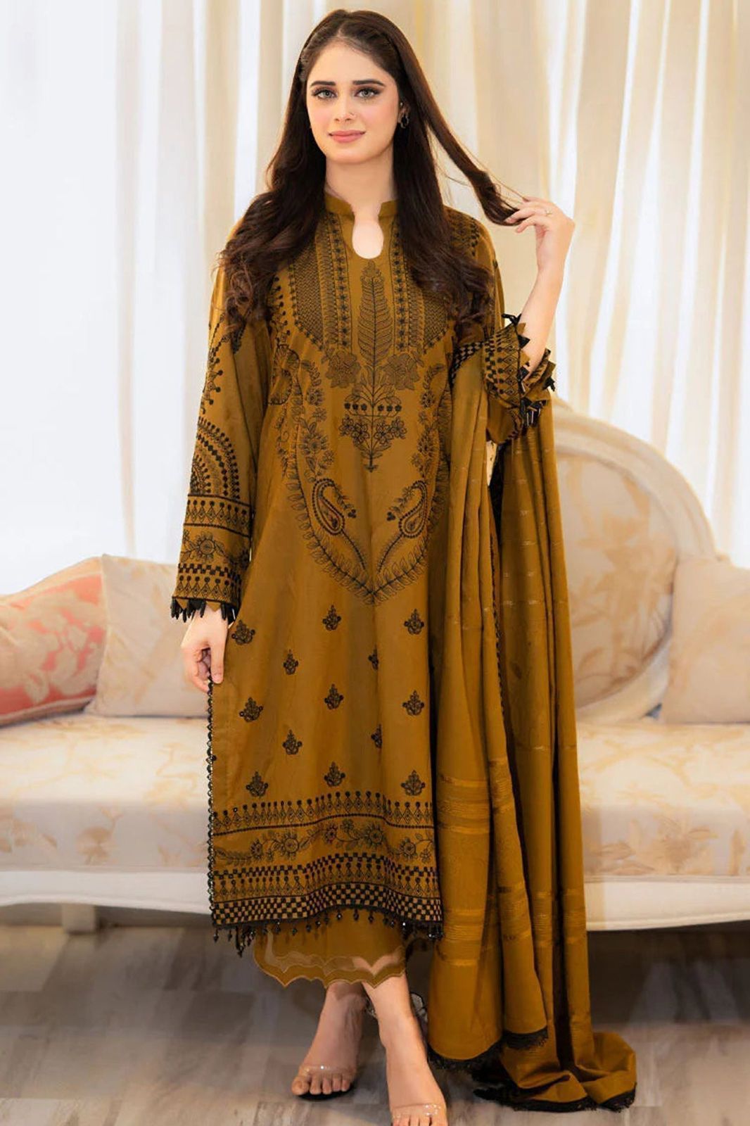 LIBAS-lawn shirt with bamber chiffon dupatta vibrant sale