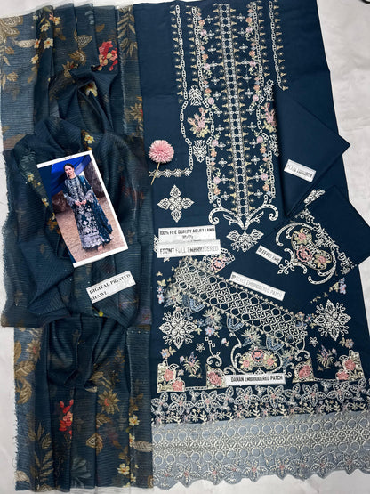 🍂*_Qalamkar 4045_*🍂*Luxury Embroidered 3-Piece*