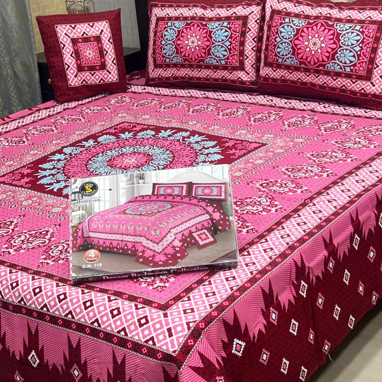 3 D PANAL BEDSHEET CRYSTAL COTTON 4 PCS
