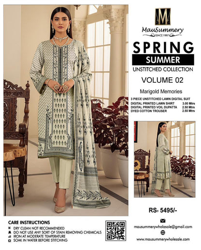 Mausummery,digital lawn shirt, plain dyed trouser,lawn dupatta