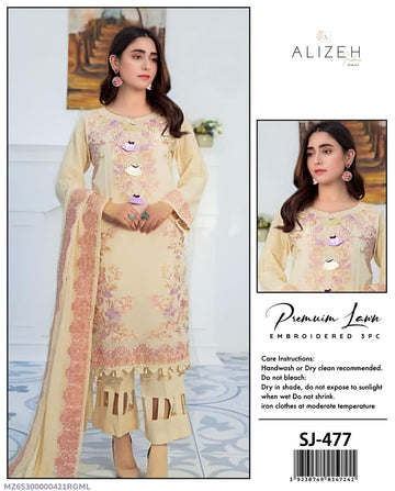 Women's unstitched embroidered dress