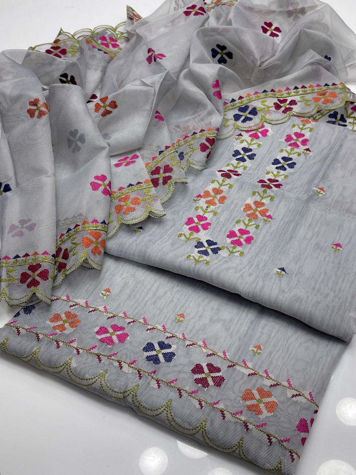 New Arrival's, 2 pc Dress,
Shirt Khaddi net cross stitch embroidered