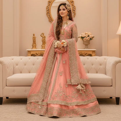 Kashee bridal collection,Front net heavy zari work embroidered