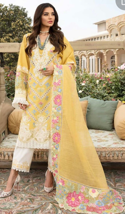CRIMSON,03 PCS unstitched partywear*Lawn 90/88*