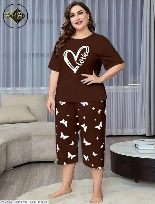 Women's cotton stitched night suit 2pcs