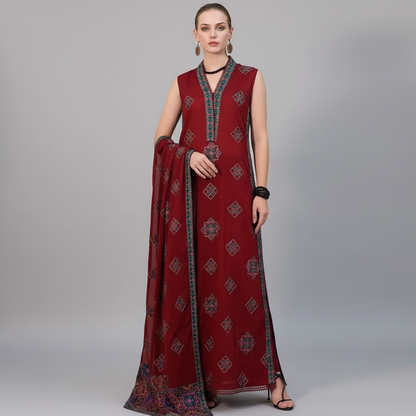 Bareezè, Fine Quality Lawn with Chiffon Emb Dopatta,3 Pcs Suit