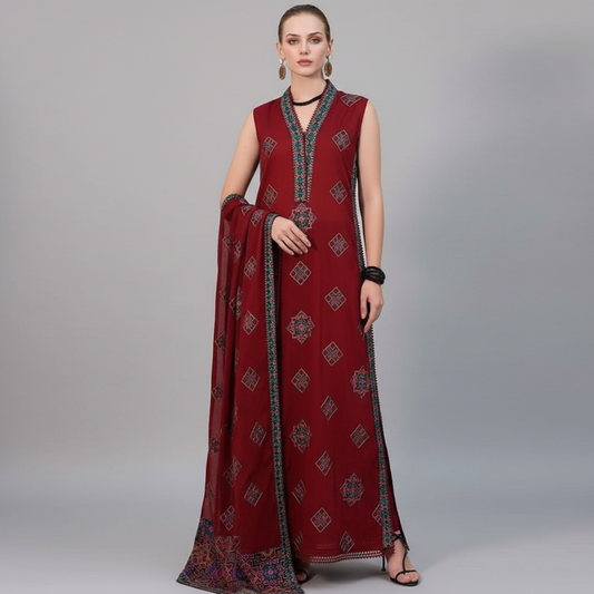 Bareezè, Fine Quality Lawn with Chiffon Emb Dopatta,3 Pcs Suit