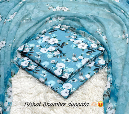 Nishat premium Lawn with bhamber dupatta 12 colors