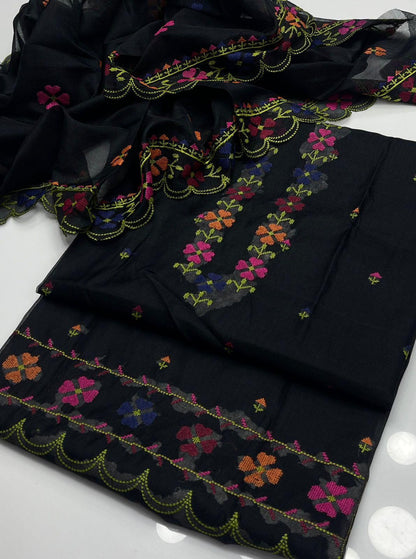 New Arrival's, 2 pc Dress,
Shirt Khaddi net cross stitch embroidered