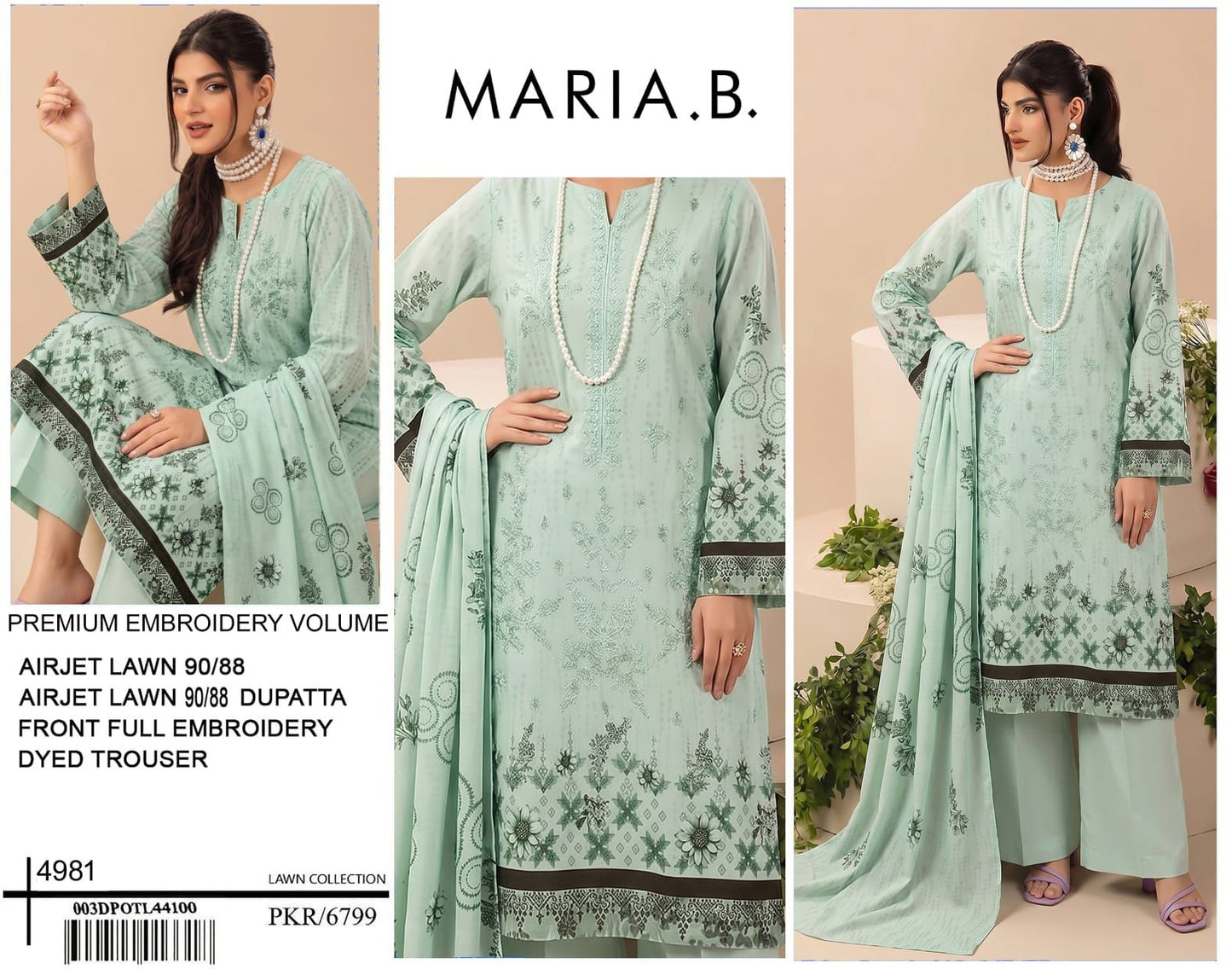 MARIA.B digital printed and Front head embroidered Lawn, new arrival