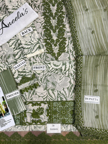 Aneela’s,Fabric Details : Lawn & Chiffon