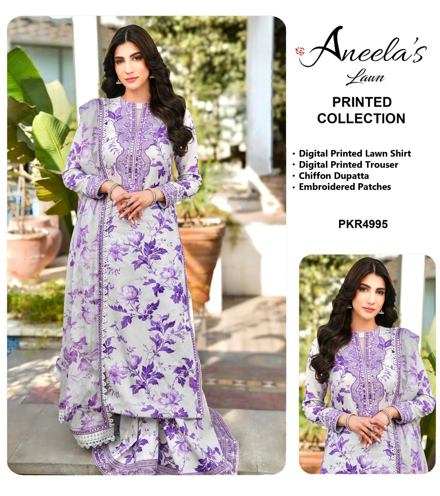 Aneela’s Collection, Fabric Lawn & Chiffon