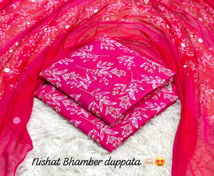 Nishat premium Lawn with bhamber dupatta 12 colors