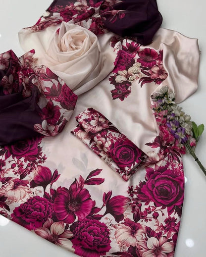 Shamooz Silk,digital printed Dupatta