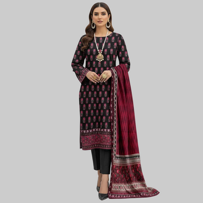 Mausummery,digital lawn shirt, plain dyed trouser,lawn dupatta