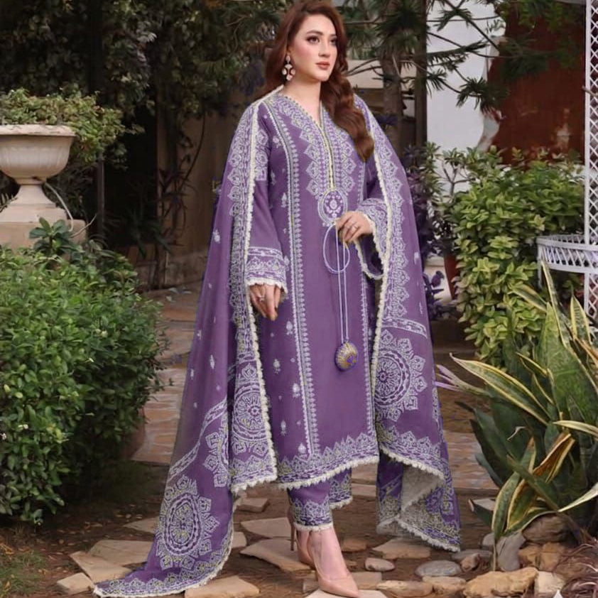 Aneela's Lawn 3-PCS Embroidered.