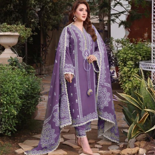 Aneela's Lawn 3-PCS Embroidered.