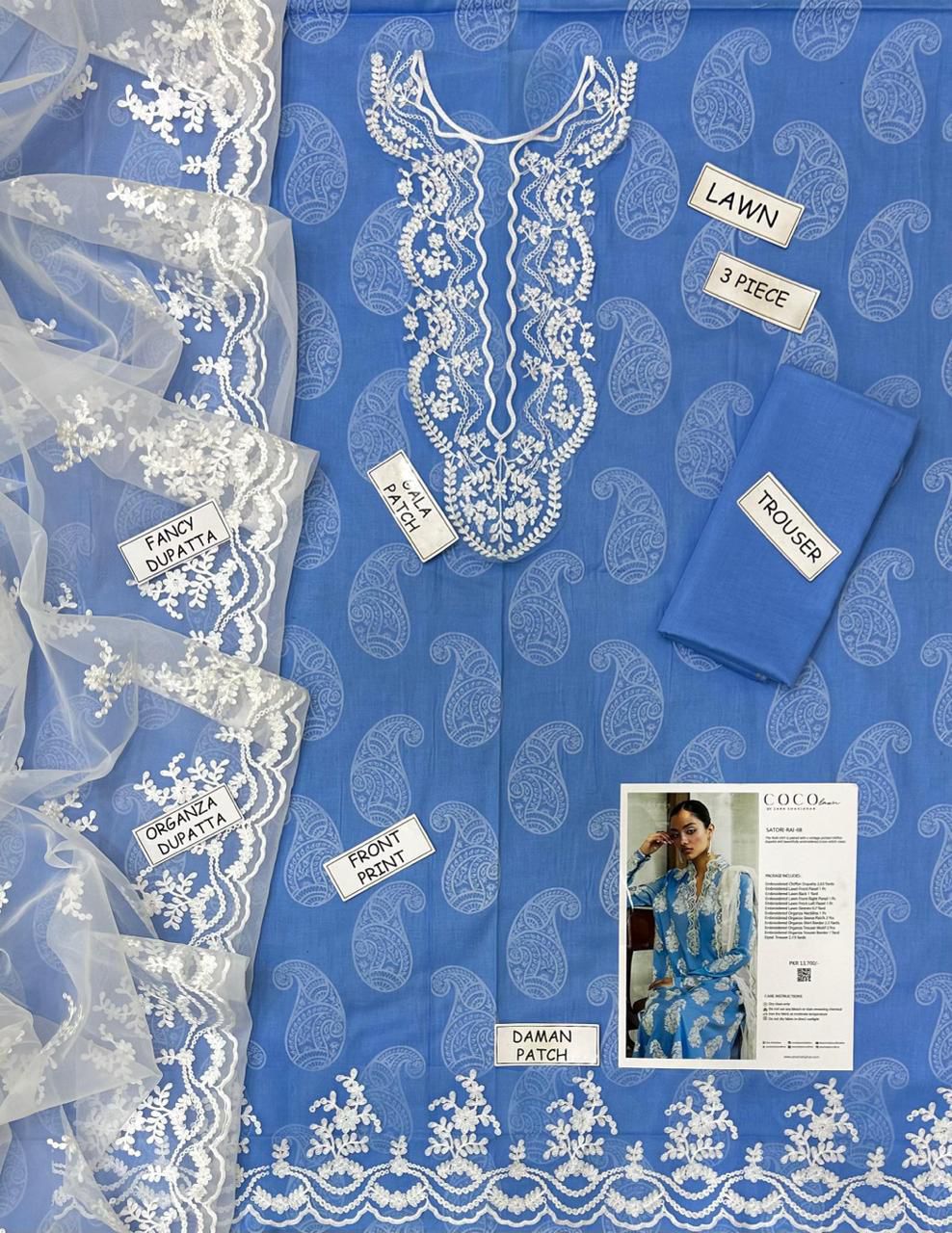 CoCo by Zara Shahjahan, 03 PCS unstitched dress hot demand.