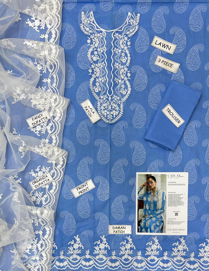 CoCo by Zara Shahjahan, 03 PCS unstitched dress hot demand.