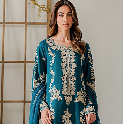 Vintage, Fine Quality Lawn with Chiffon Emb Dopatta, 3 Pcs Suit