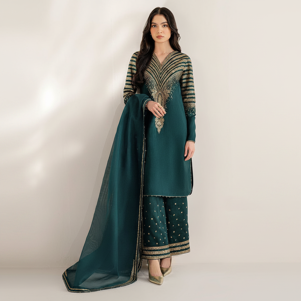 Jazmin, Premium lawn shirt Bamber Chiffon, Dupatta & Lawn trouser
