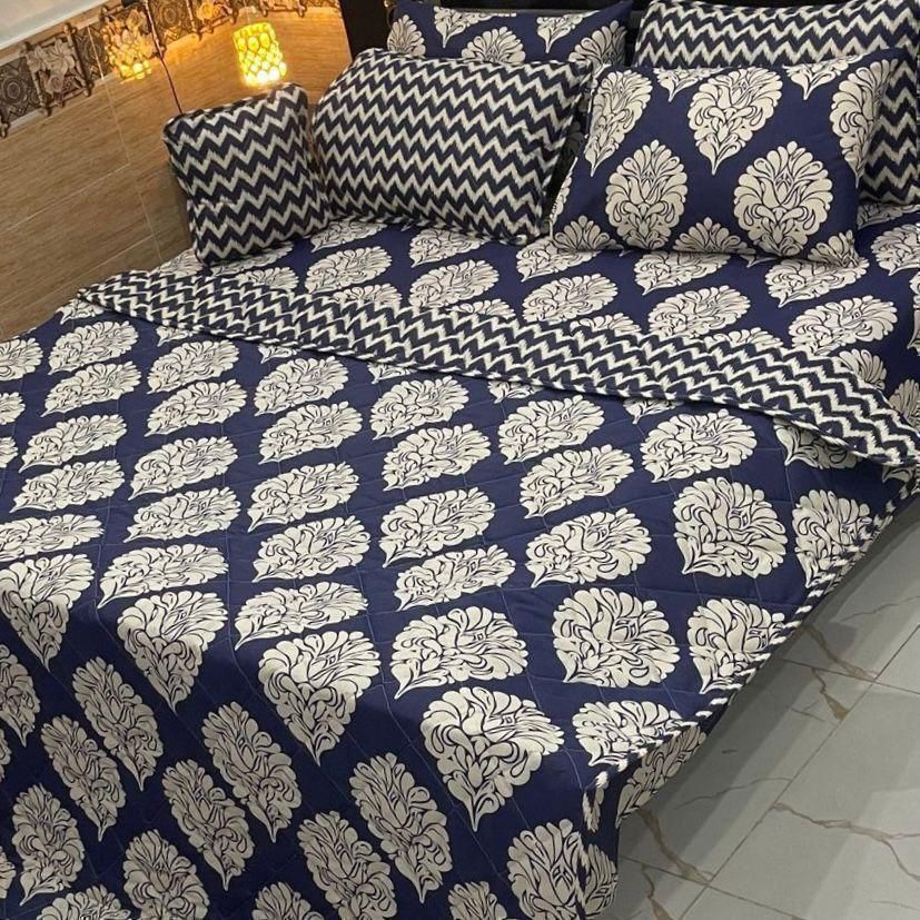 7Pcs Printed Comforter Set, Cotton Mix, 100% Fine Stuff, 22 colors
