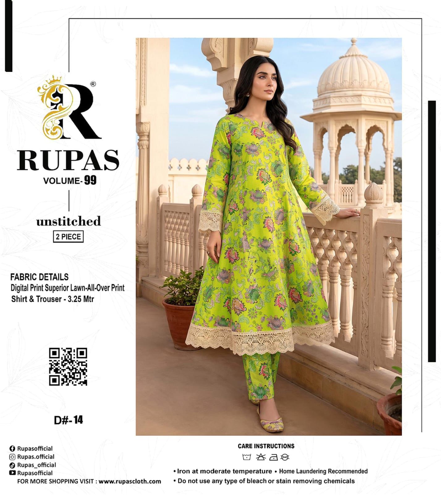 RUPAS, Digital Print Superior Lawn All-Over Print Shirt & Trouser