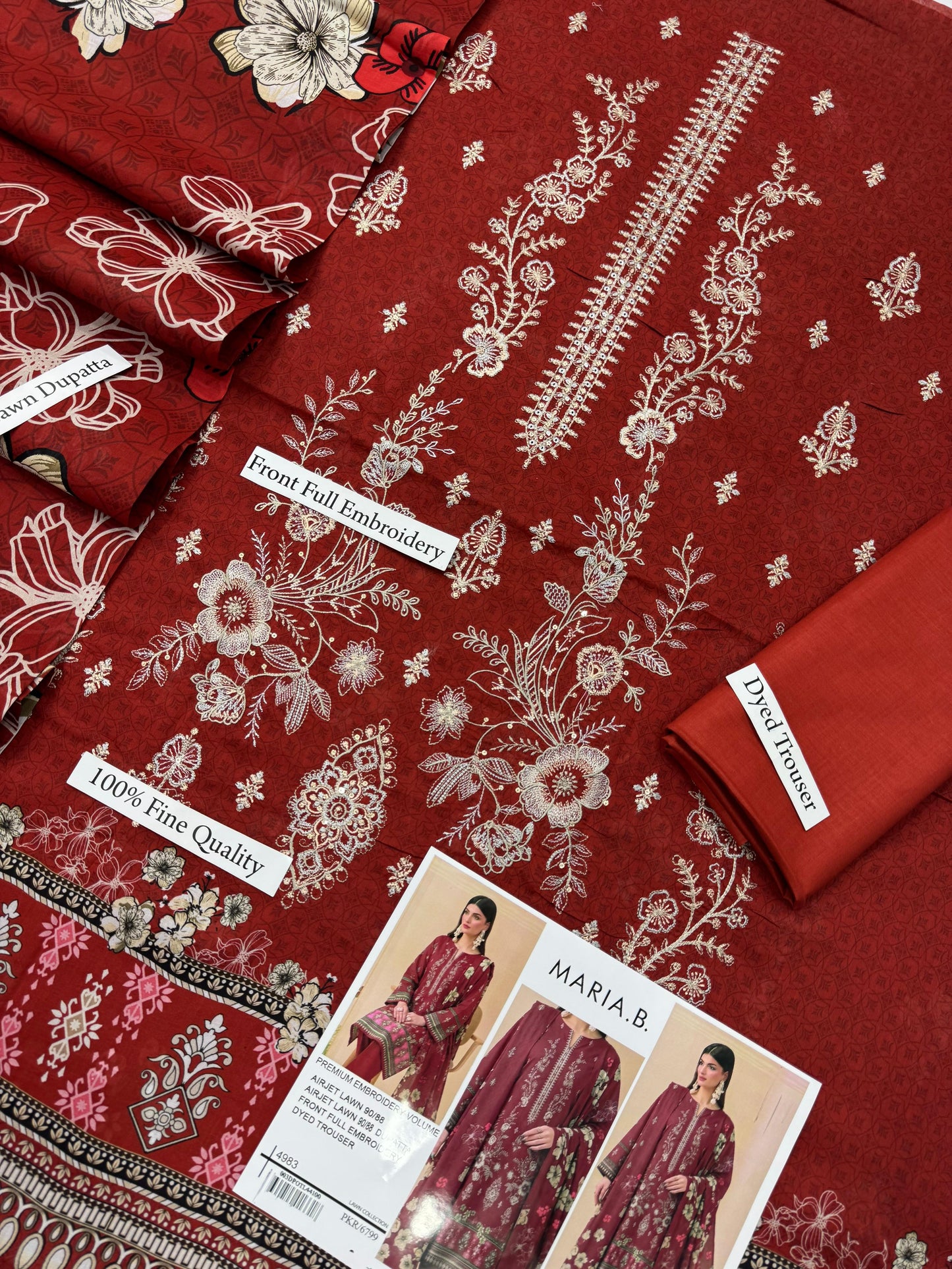 MARIA.B digital printed and Front head embroidered Lawn, new arrival