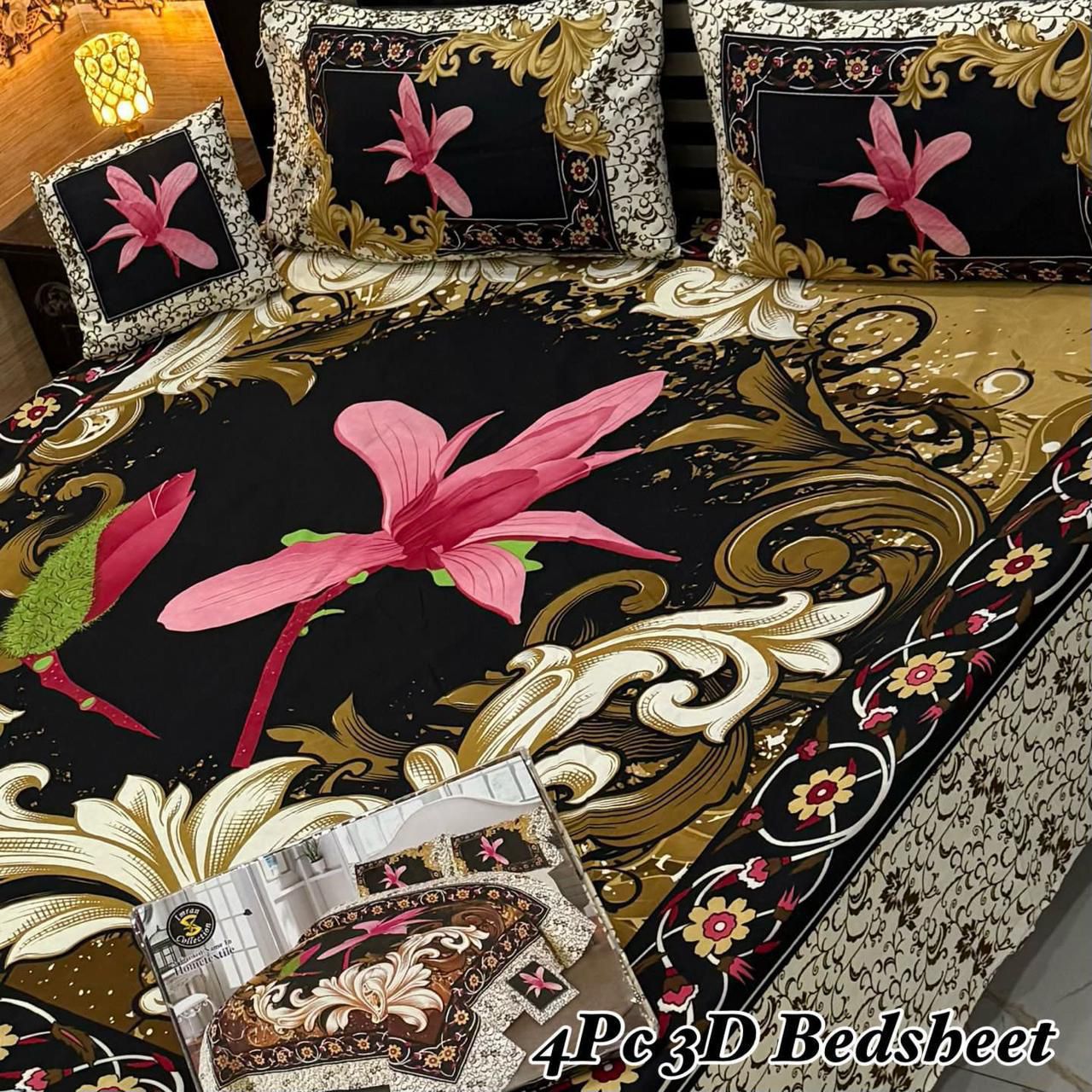 4Pc 3D Panel Bedsheet 25 design