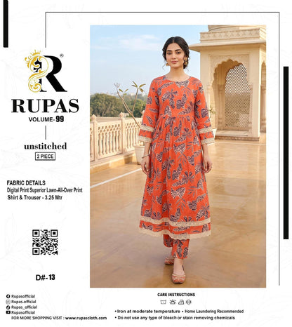 RUPAS, Digital Print Superior Lawn, Print Shirt & Trouser