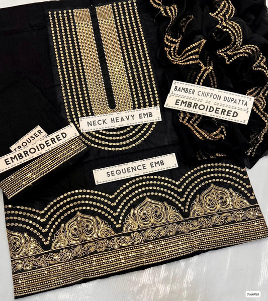 New Lawn/cotton Hit Traditional Fully Sequence Embroidered