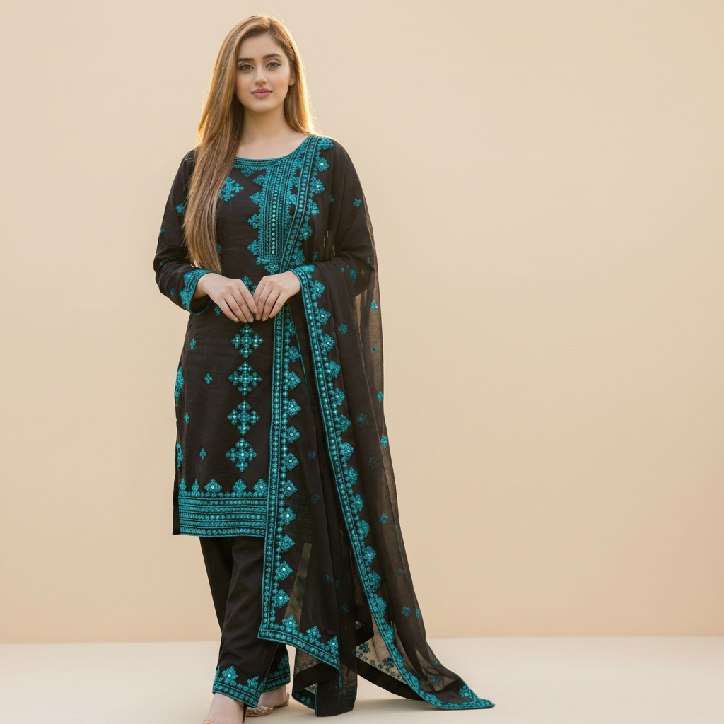 New arrival Lawn, cross Stitch side gala,9mm, Embroidered