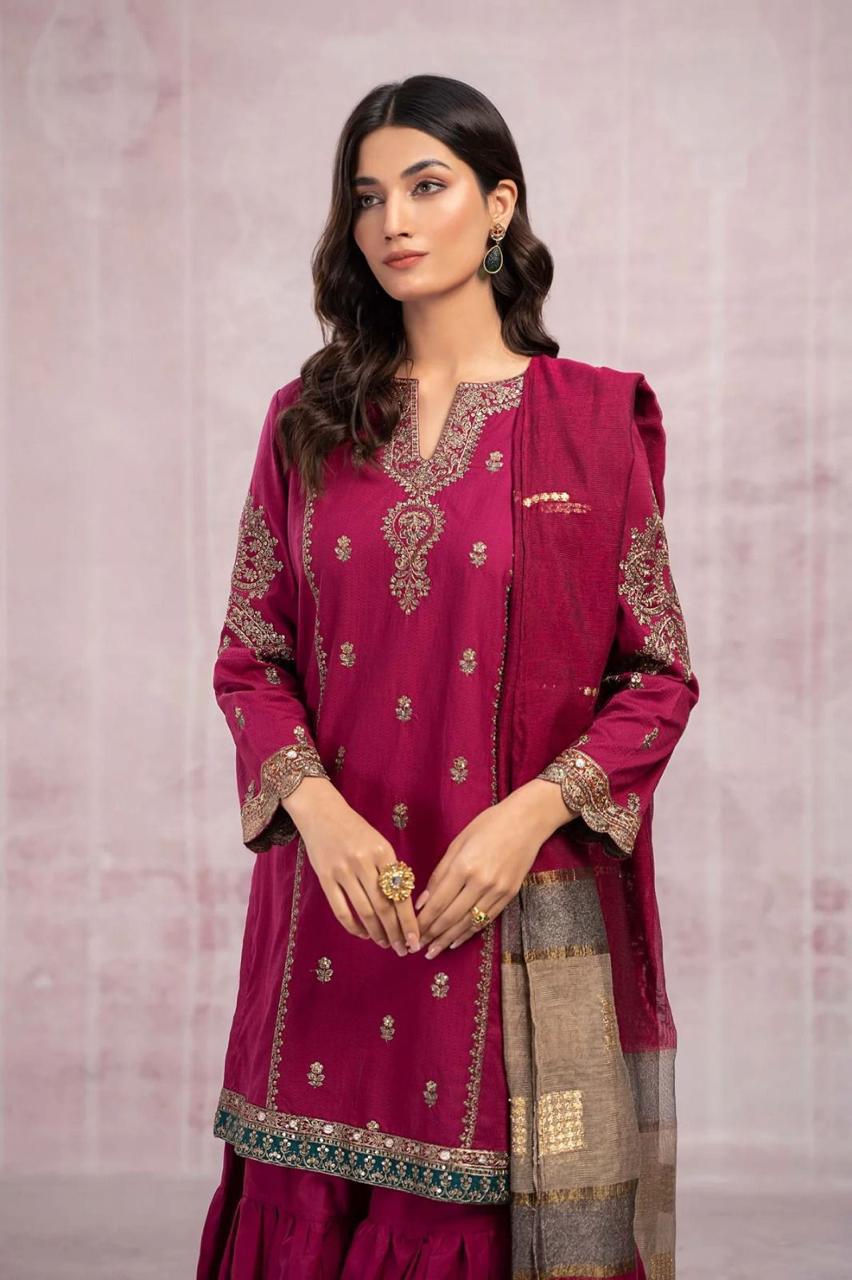 Fine Quality 90/70 Lawn indian chiffon dopatta, 3 Pcs Suit