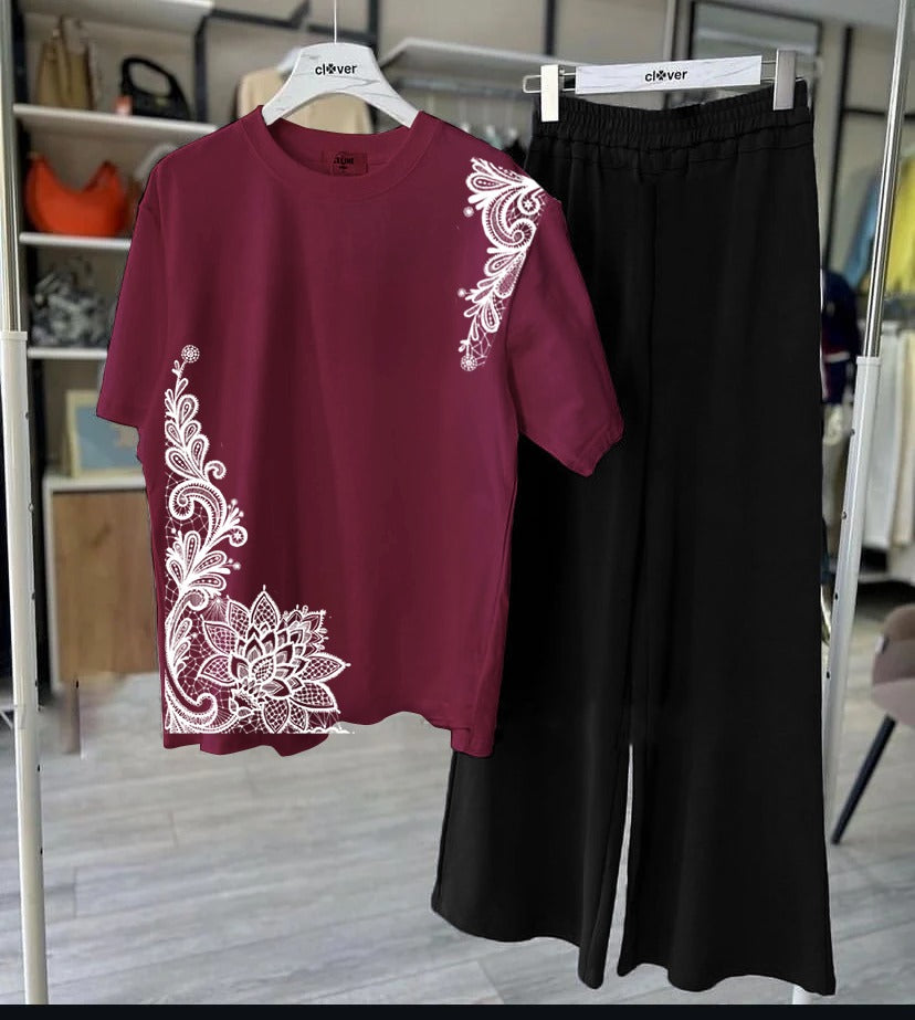 New Cotton Jersey,Flower Printed Night Suits for Girls and Women