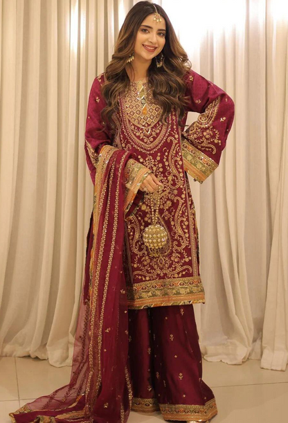 ANEELAS* CHARMEUSE SILK COLOR PINK TO REDDISH