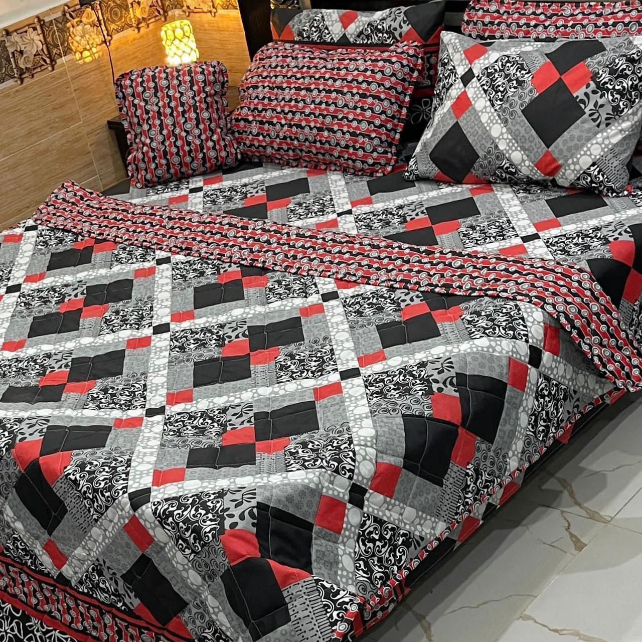 7Pcs Printed Comforter Set, Cotton Mix, 100% Fine Stuff, 22 colors