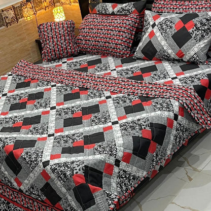 7Pcs Printed Comforter Set, Cotton Mix, 100% Fine Stuff, 22 colors