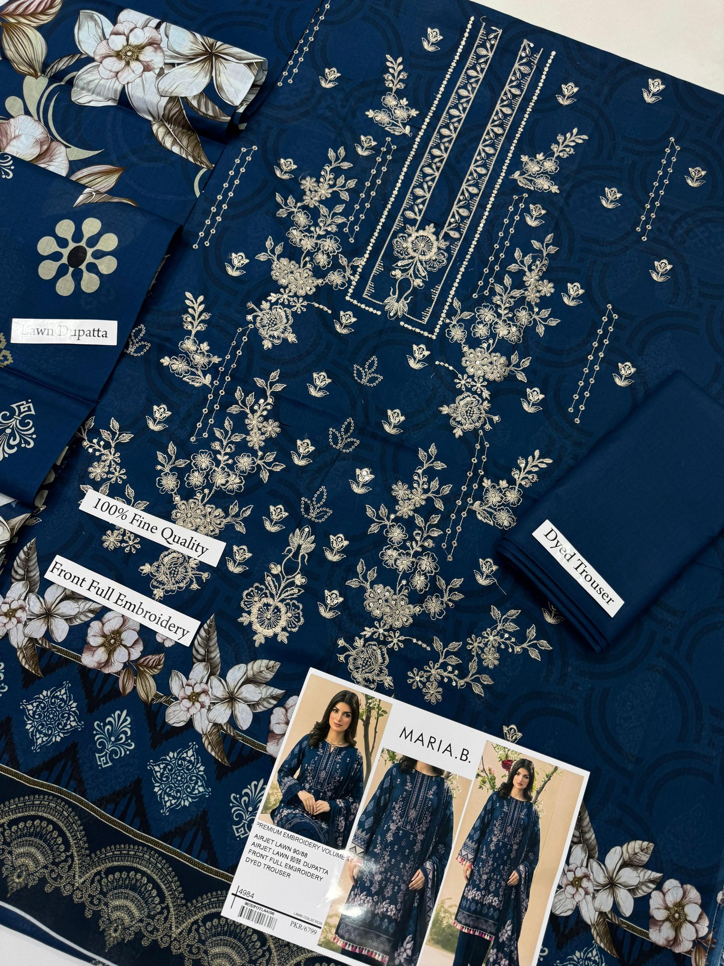 MARIA.B digital printed and Front head embroidered Lawn, new arrival