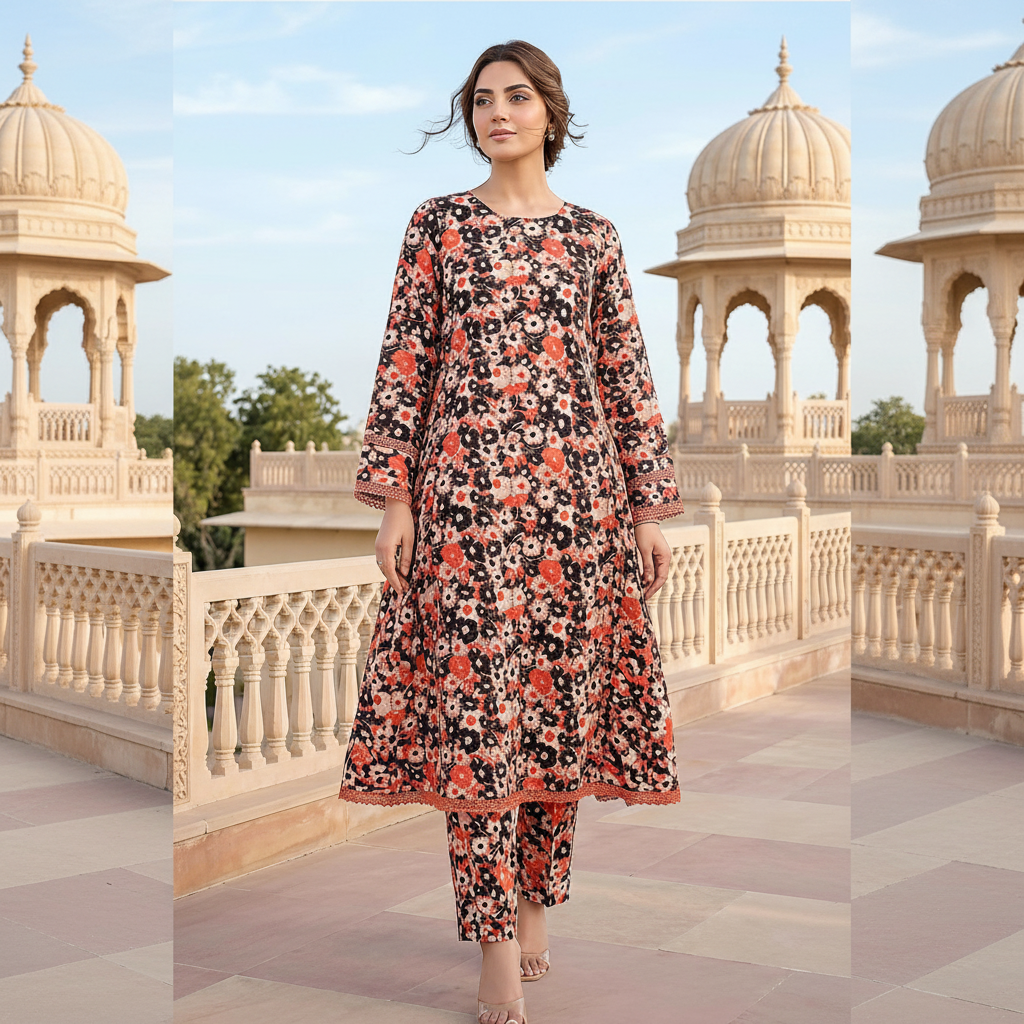 RUPAS, Digital Print Superior Lawn All-Over Print Shirt & Trouser
