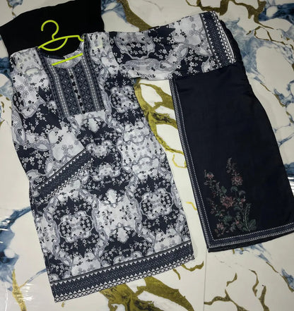 Arabic printed lawn kurta and shalwar 2 pcs