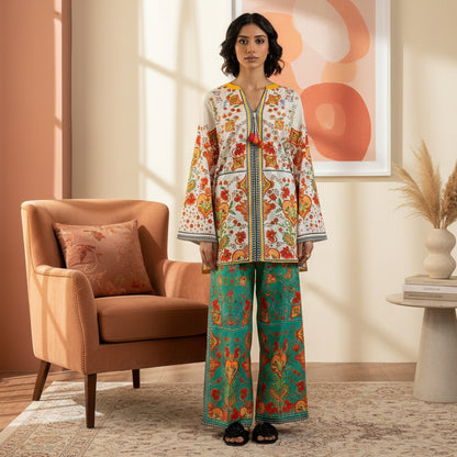 New arrival Stitched 2 pcs printed shirt and trouser