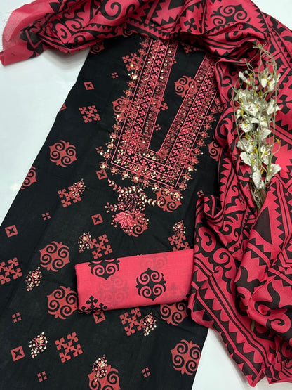 Premium lawn,cotton printed 3-pcs V-Gala Embroidery
