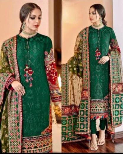 Front Complete Thread Embroidered With Finnest Finishing On ORGANZA