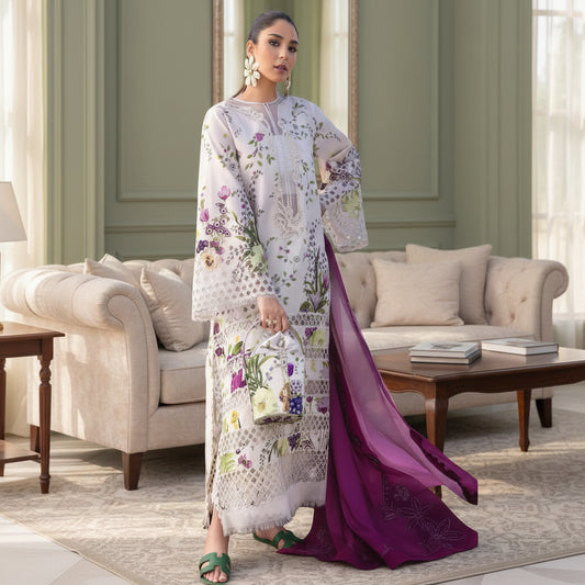 Iznik 03PCS, FABRIC Digital printed Bana Dora Lawn 90/88