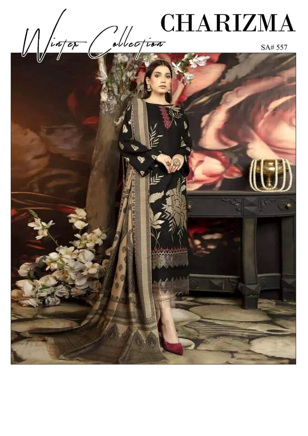 Women's embroidered unstitched dress winter collection