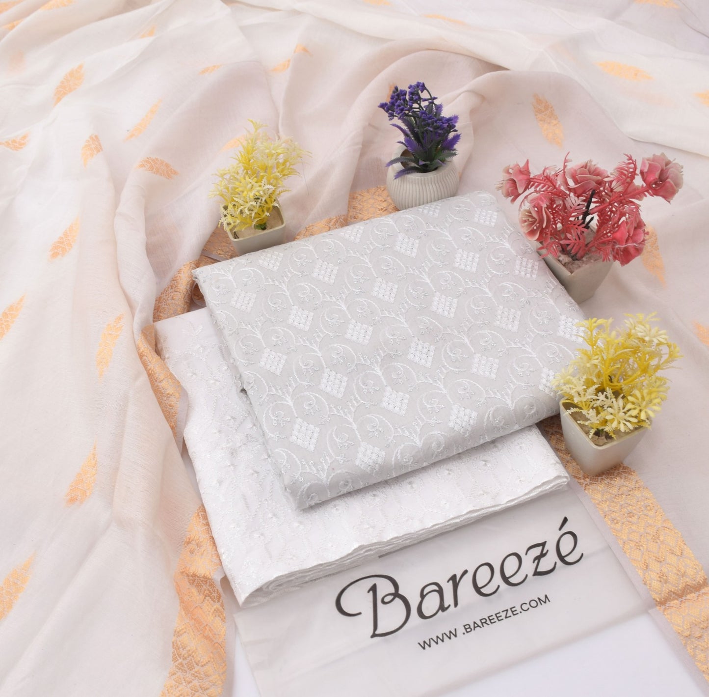 Bareezè, Lawn 2026, Dorya cotton,3pcs,embroidered 36 color's