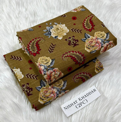 Ladies winter collection printed Karandi (Dupatta, shirt, trouser, 3Pcs)